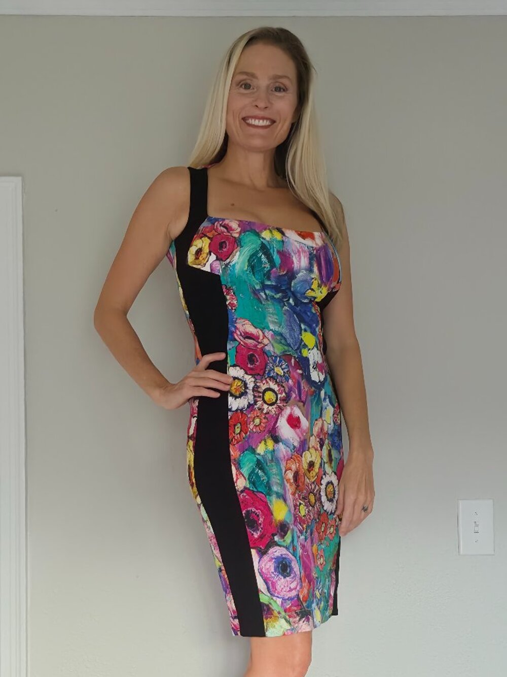 Just Cavalli Floral Colorblock Sheath Dress Size 44